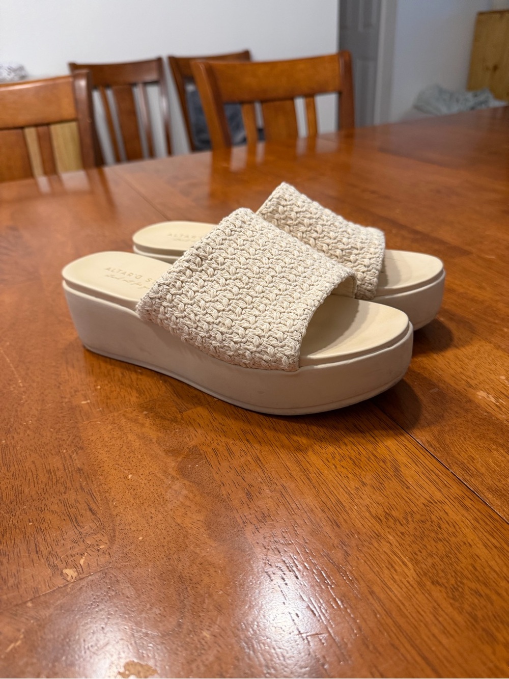 Altar'd State Woven Slide Sandals in Beige
